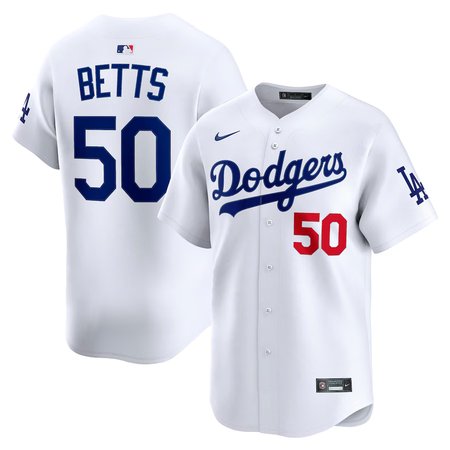 Men's Los Angeles Dodgers #50 Mookie Betts White Home Limited Player Jersey